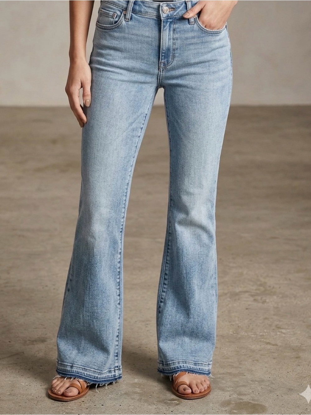Express Light Blue High-Rise Flare Jeans